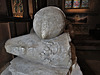 dorchester abbey church, oxon crest and helmet detail on alabaster tomb effigy of late c14 knight, c.1390, perhaps a member of the segrave family(43)