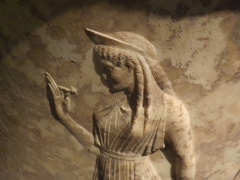 Detail of a Marble Vase in the Shape of a Calyx Krater found in Athens in the National Archaeological Museum in Athens, May 2014