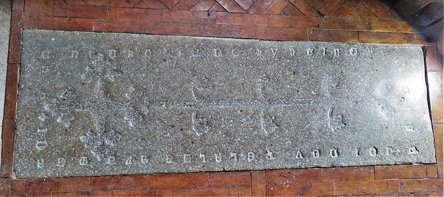rampton church, cambs   (15) c13 tomb indent to nicholas of huntingdon c. 1230