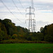 Footpath leading southward between Hawk Hills on the left and Coppice Bank on the right, just follow the pylons