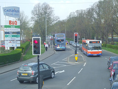 DSCF1417 Stagecoach Midlands 15940 (YN63 BYG) and Centrebus 555 (SN55 DVC) in Wellingborough - 21 Apr 2018
