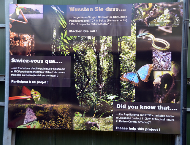 Informationstafel am Eingang zum Papiliorama