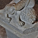 dorchester abbey church, oxon  lion at feet of tomb effigy of late c13 knight, c.1280(51)