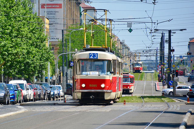 Prague 2019 – DPP Tatras 8085, 5516 and 8083 on Vršovická