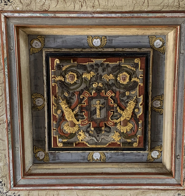 Kalmar castle interior, ceiling ornament with the Vasa emblem of a sheaf