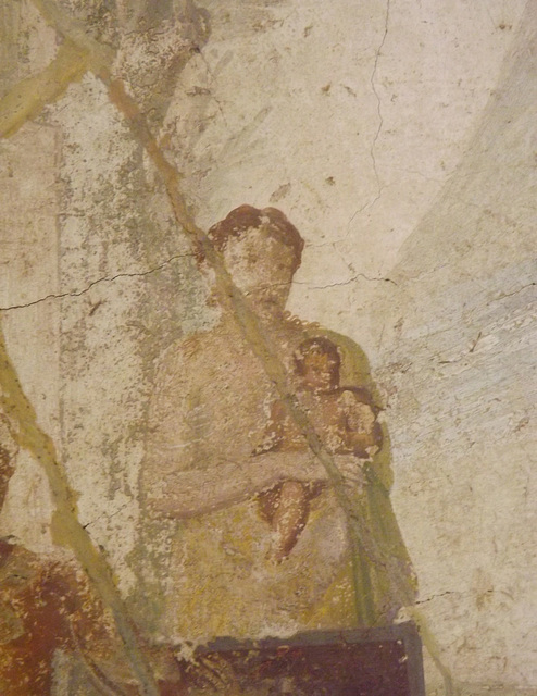 Detail of the Wall Painting with Hercules Grabbing the Centaur Nessus in the Naples Archaeological Museum, July 2012