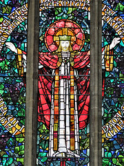 great dunmow church, essex,glass of 1906 by lewis f day made by walter pearse