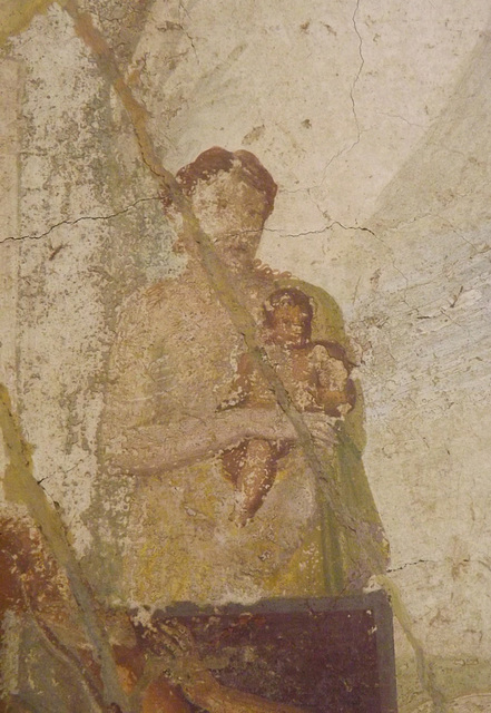 Detail of the Wall Painting with Hercules Grabbing the Centaur Nessus in the Naples Archaeological Museum, July 2012