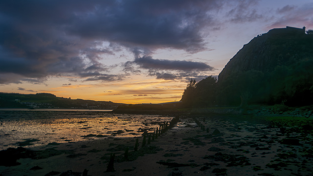 Sunset on the River Clyde at the Timber Pond near Dumbarton Rock