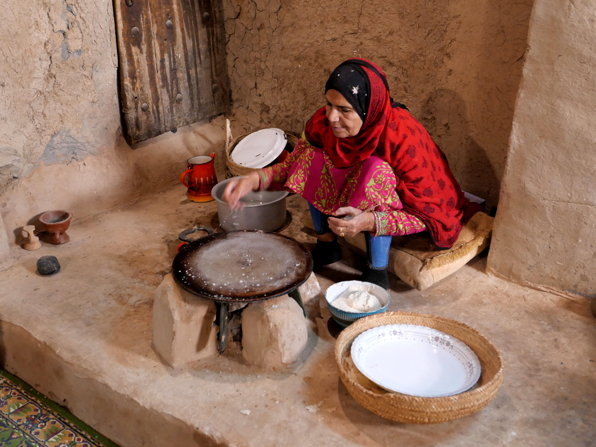 Cooking bread.