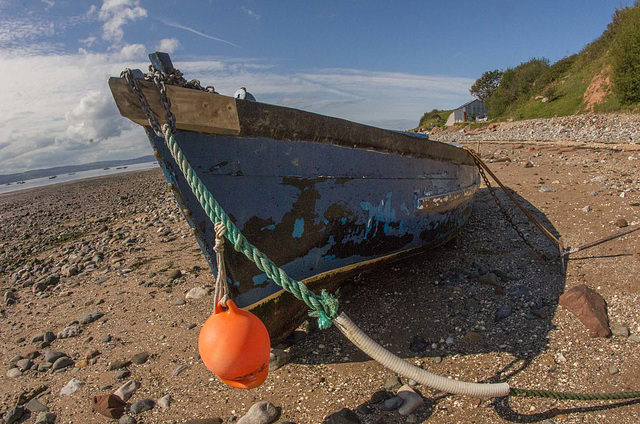 A beached boat at Thurstaston