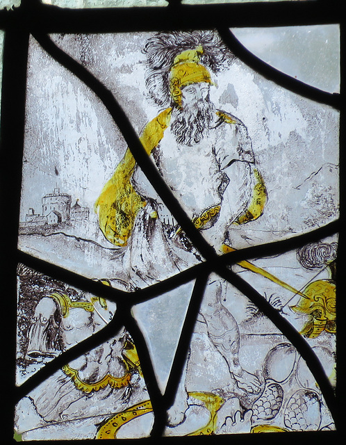 great dunmow church, essex,c18 dutch glass; armed man