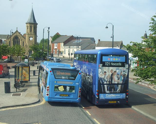 DSCF2211 Go North East 5246 (NK56 KHR) and 6301 (NK16 BXA) in Chester-le-Street - 31 May 2018