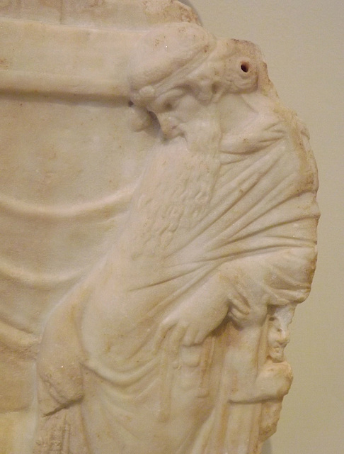 Detail of a Relief with Dionysos in the National Archaeological Museum in Athens, May 2014