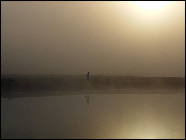 lone runner in the dawn