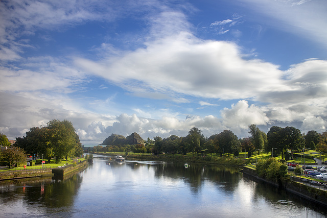 Dumbarton Rock and the River Leven from Dumbarton Bridge