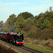 LMS class 8P Coronation 4-6-2 6233 DUCHESS OF SUTHERLAND with 1J56 11.30 Rawtenstall - Heywood approaching Burrs Country Park 19th October 2018.(ELR)