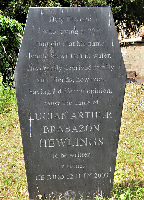 swavesey church, cambs  (5) c21 coffin gravestone for lucian hewlings +2003