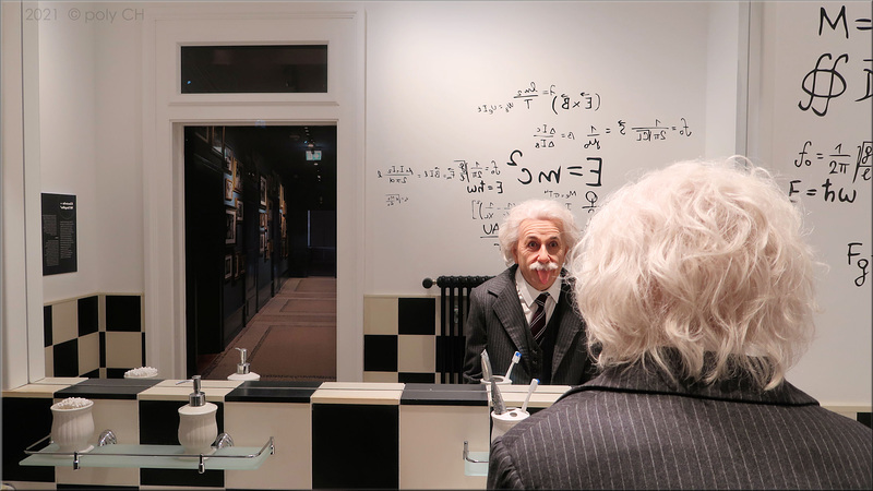 In the bathroom with Einstein.