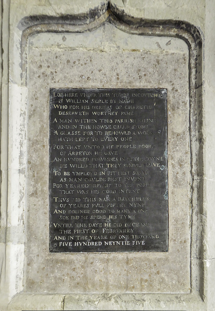 Memorial plaque of 1595 to William Serle