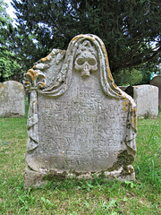 swavesey church, cambs  (10) c18 gravestone with skull to elizabeth holmes +1714