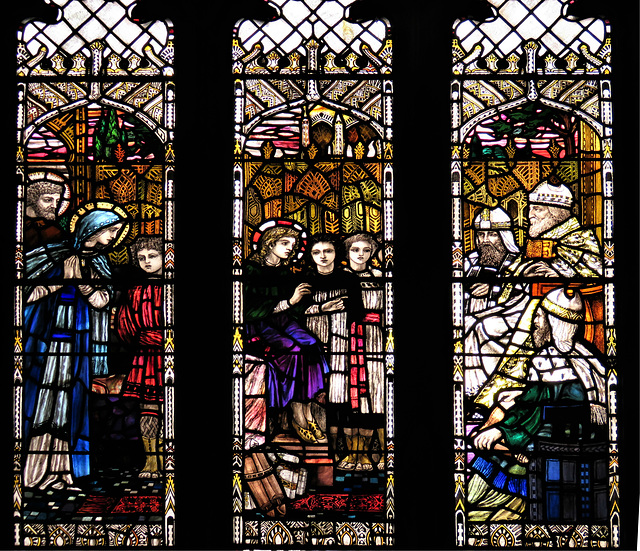 berry pomeroy church, devon  , c20 glass by christopher whall 1908