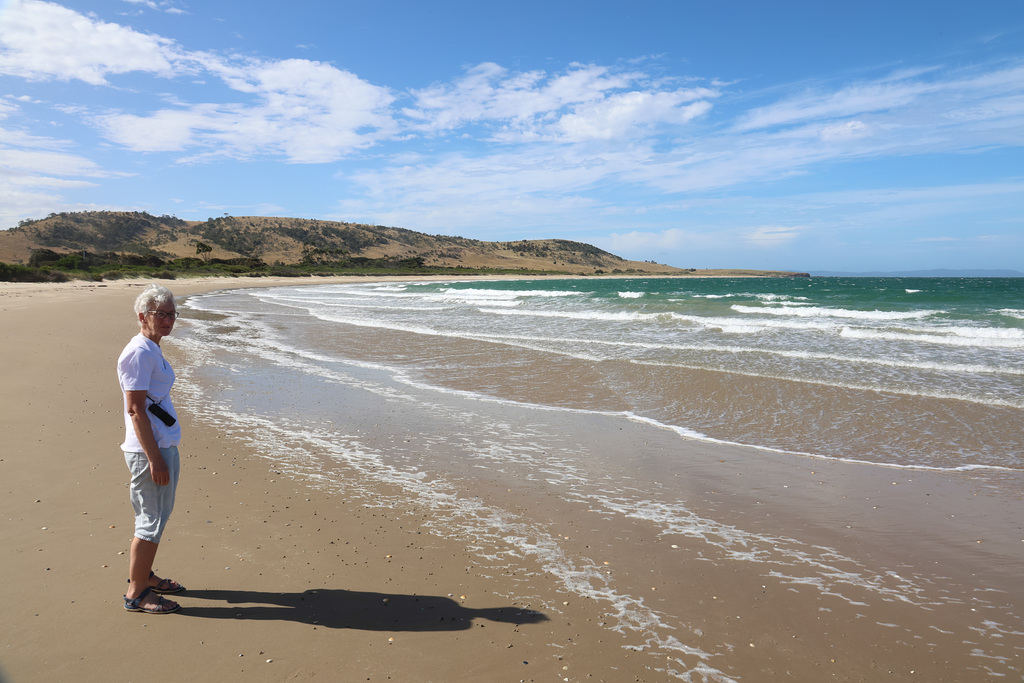 Belinda on the beach, south of Swansea