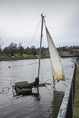 Sunken Yacht with Sail