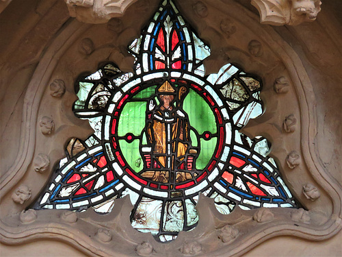 dorchester abbey church, oxon late c13 glass:  bishop (87)