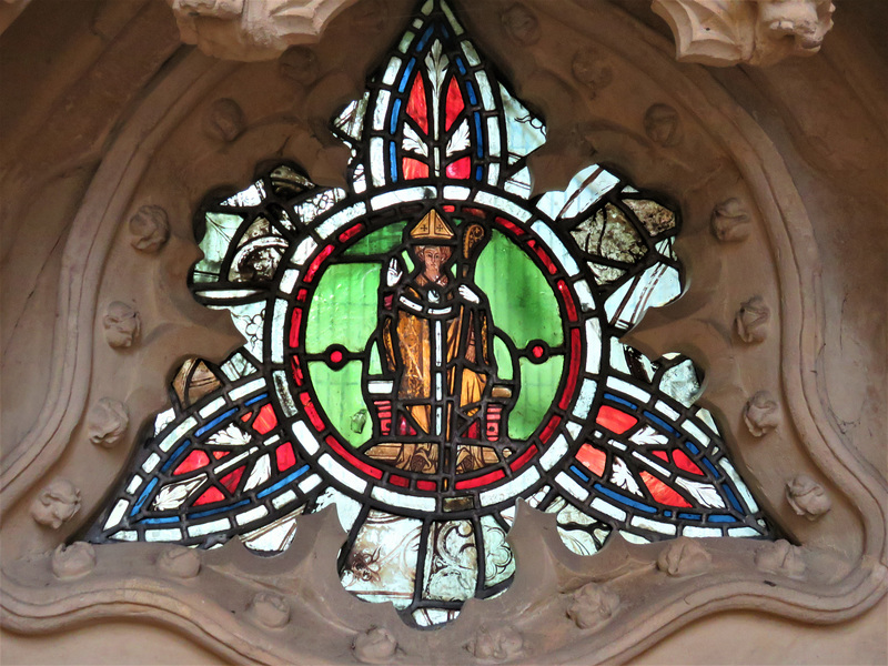 dorchester abbey church, oxon late c13 glass:  bishop (87)