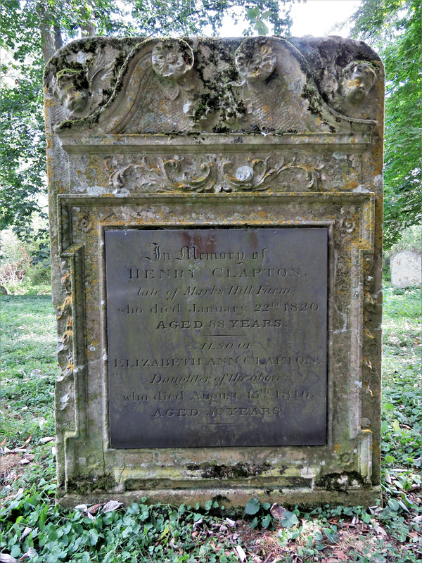 great dunmow church, essex,tombstone of henry clapton, +1820