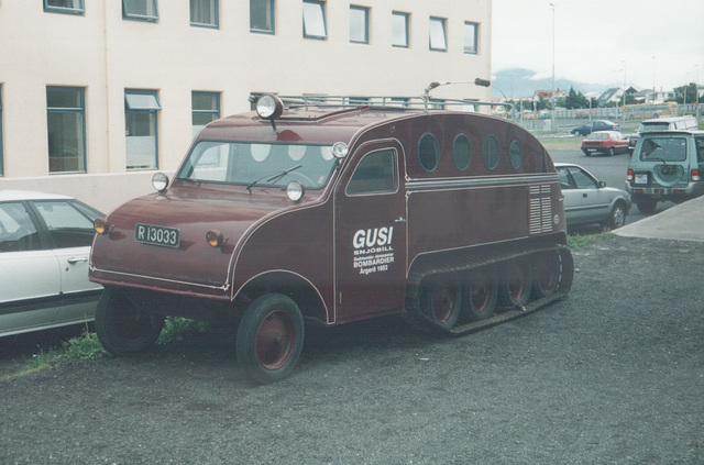 Guðmundur Jónasson Travel, 1952 Bombardier Snowmobile, Reykjavík, Iceland – 28 July 2002 (496-32A)