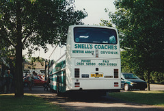 Snell’s Coaches JIL 8729 (F949 NER) at The Smoke House Inn at Beck Row – 8 Jul 1995 (275-23)