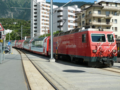 Ankuft eines Glacier-Expressim Bahnhof Brig