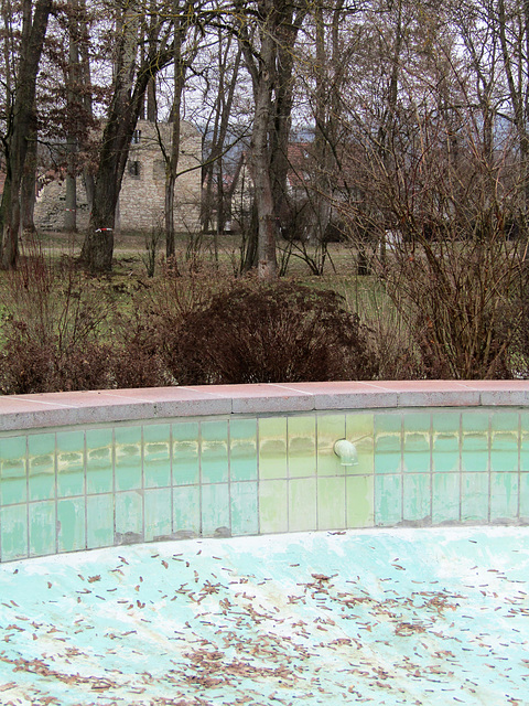 Stadtparkbrunnen mit Blick zur Schloss-Ruine