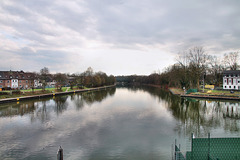 Rhein-Herne-Kanal von der Brücke Gartroper Straße aus (Duisburg-Obermeiderich) / 18.03.2023