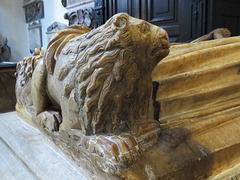 st helen bishopsgate, london,lion at feet of john de oteswich, late c14 merchant and wife, removed from st martin outwich