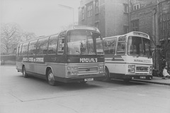 Percival Motors 73 (786 AFC ex CJO 321V) and Midland Red South 5 (BVP 787V) in Cambridge – 6 Apr 1985 (15-52)