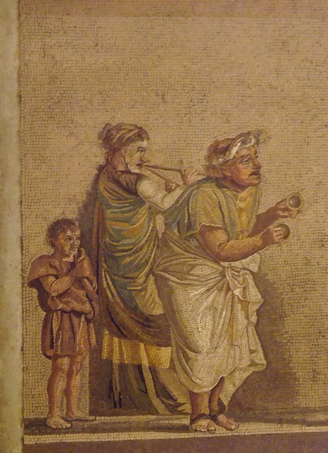 Detail of a Mosaic of a Comedy Scene Signed by Dioscurides of Samos in the Naples Archaeological Museum, July 2012