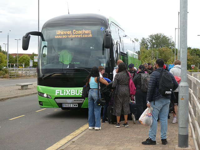 Whippet Coaches (Flixbus contractor) FX33 at Trumpington - 23 Jul 2022 (P1120743)