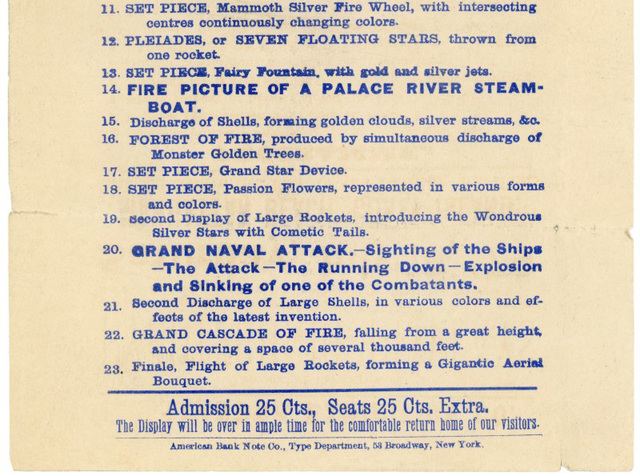 Pyrotechnic Displays by James Pain, Coney Island, July 19, 1879 (Bottom)