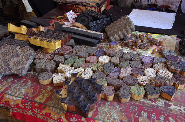 Demonstration of hand-block printing