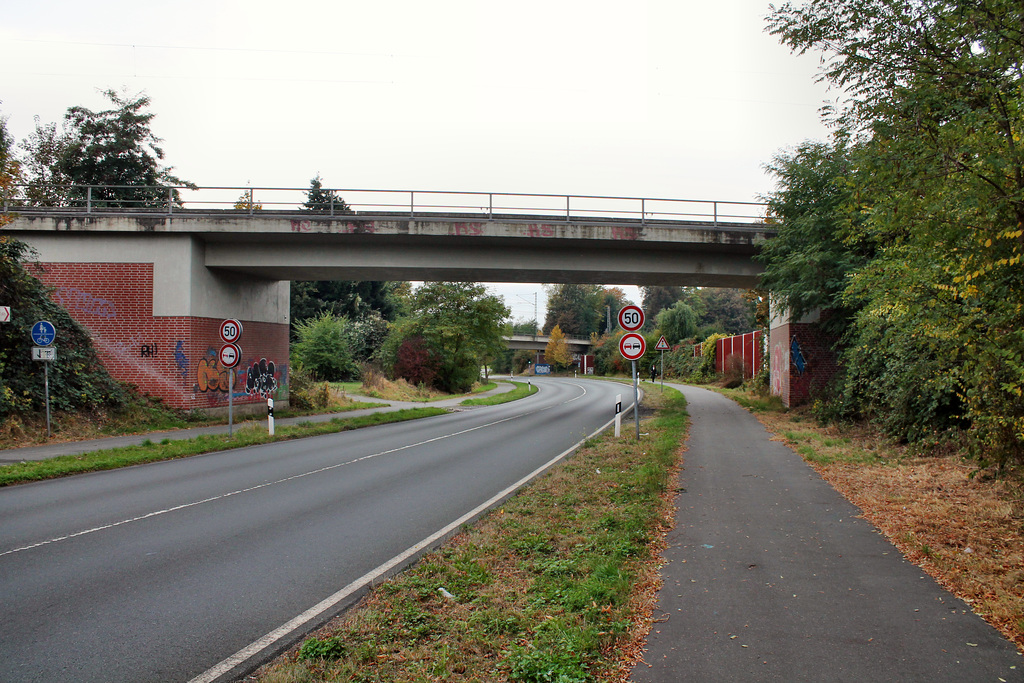 Berliner Straße mit Eisenbahnbrücke (Wanne-Eickel) / 17.10.2016