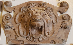 saffron walden museum, essex. early c17 lion mask frieze from audley end long gallery (1)