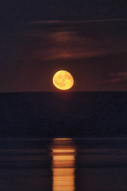 Moonrise over the Jurassic Coast and Weymouth Bay