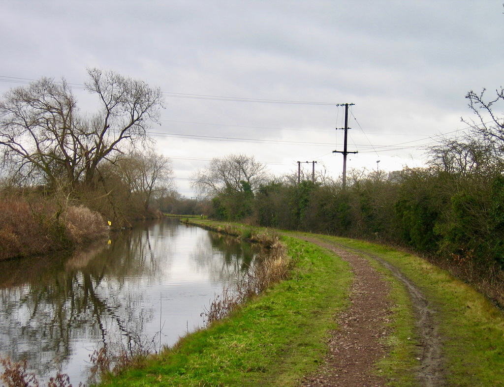Looking south along the Trent and Mersey Canal from below Lock House