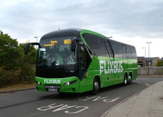 Whippet Coaches (Flixbus contractor) FX33 at Trumpington - 23 Jul 2022 (P1120757)