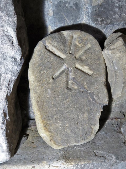 bakewell  church, derbs (62)grave marker with incised cross, perhaps   c12