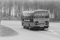 Percivals Motors 73 (786 AFC ex CJO 321V) on the A11 at Barton Mills – 5 Apr 1985 (15-8)