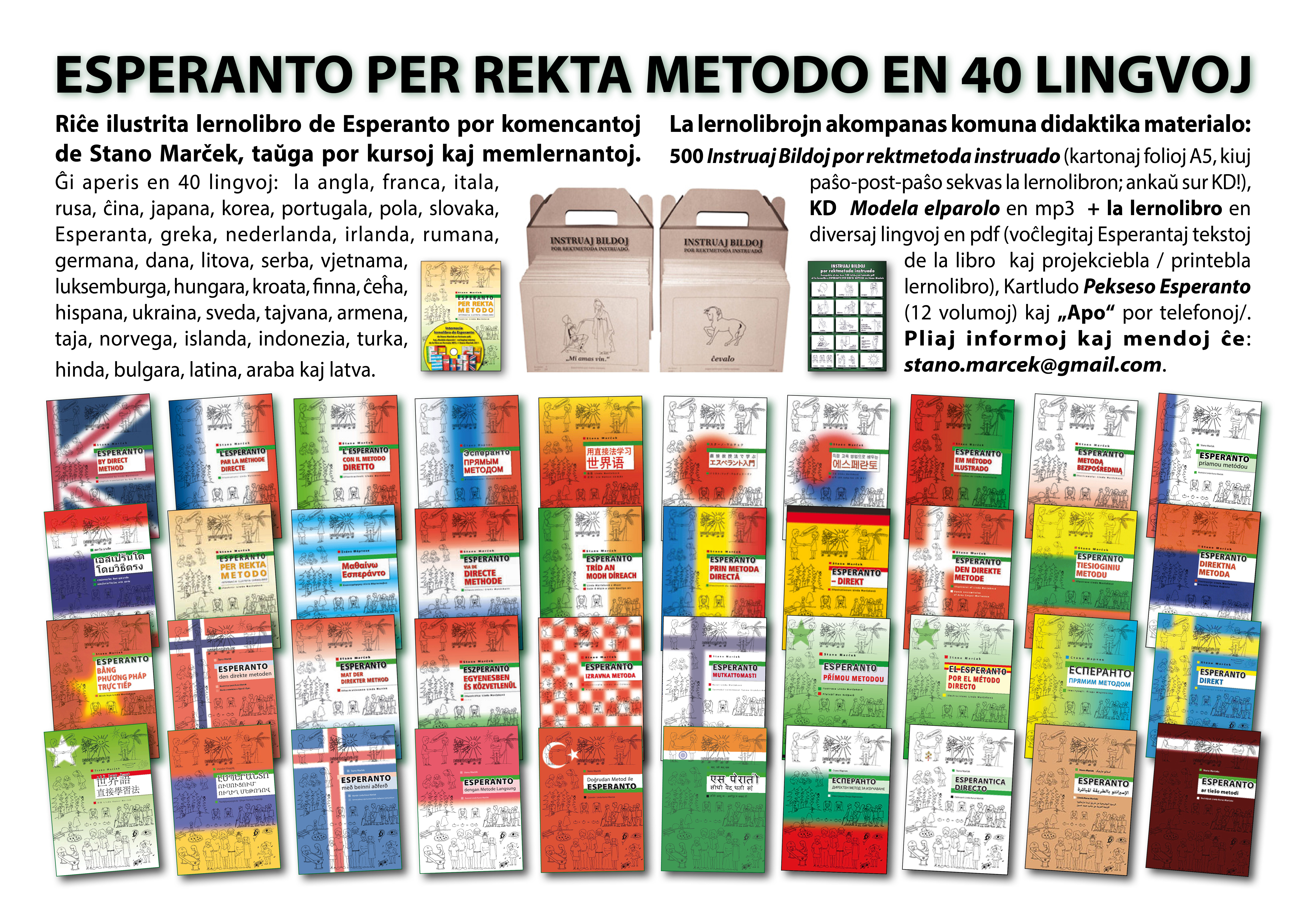 La lernolibro "Esperanto per rekta metodo" jam en 40 lingvoj